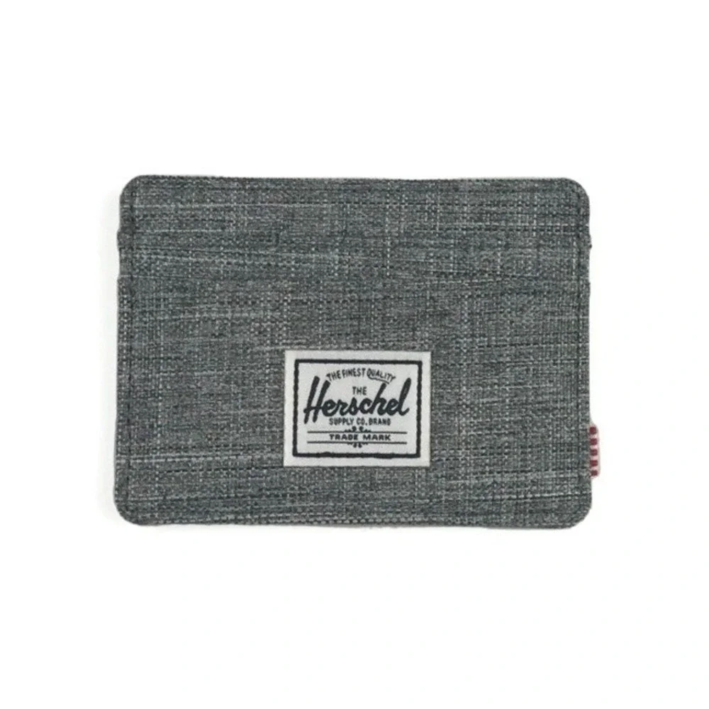 Herschel Supply Co Charlie Cardholder Wallet Raven Crosshatch Gray Slim RFID New
